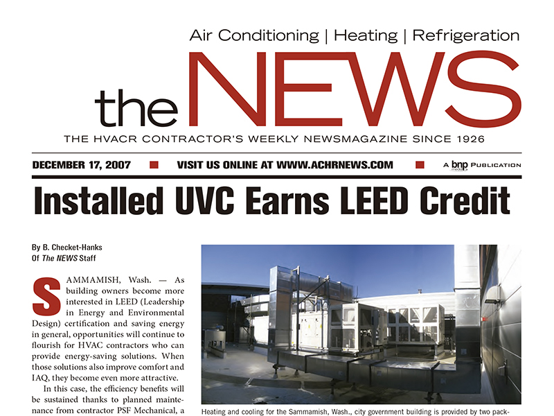 La instalación de UVC otorga puntos Leed